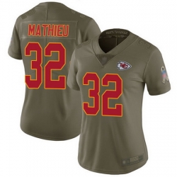 Chiefs 32 Tyrann Mathieu Olive Womens Stitched Football Limited 2017 Salute to Service Jersey