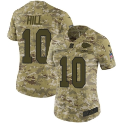 Nike Chiefs #10 Tyreek Hill Camo Women Stitched NFL Limited 2018 Salute to Service Jersey