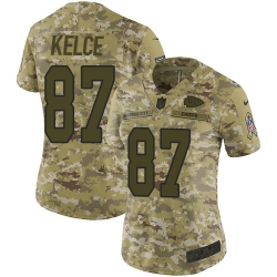 Nike Chiefs #87 Travis Kelce Camo Women Stitched NFL Limited 2018 Salute to Service Jersey