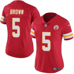 Women Kansas City Chiefs 5 Hollywood Brown Red Vapor Untouchable Limited Stitched Jersey
