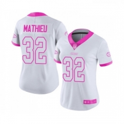 Womens Kansas City Chiefs 32 Tyrann Mathieu Limited White Pink Rush Fashion Football Jersey