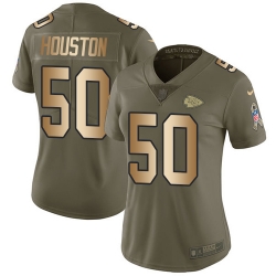 Womens Nike Chiefs #50 Justin Houston Olive Gold  Stitched NFL Limited 2017 Salute to Service Jersey