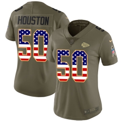 Womens Nike Chiefs #50 Justin Houston Olive USA Flag  Stitched NFL Limited 2017 Salute to Service Jersey