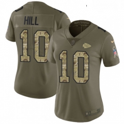 Womens Nike Kansas City Chiefs 10 Tyreek Hill Limited OliveCamo 2017 Salute to Service NFL Jersey