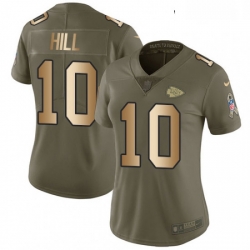 Womens Nike Kansas City Chiefs 10 Tyreek Hill Limited OliveGold 2017 Salute to Service NFL Jersey
