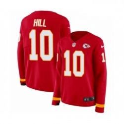 Womens Nike Kansas City Chiefs 10 Tyreek Hill Limited Red Therma Long Sleeve NFL Jersey
