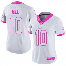 Womens Nike Kansas City Chiefs 10 Tyreek Hill Limited WhitePink Rush Fashion NFL Jersey
