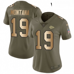 Womens Nike Kansas City Chiefs 19 Joe Montana Limited OliveGold 2017 Salute to Service NFL Jersey