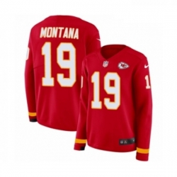 Womens Nike Kansas City Chiefs 19 Joe Montana Limited Red Therma Long Sleeve NFL Jersey