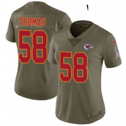 Womens Nike Kansas City Chiefs 58 Derrick Thomas Limited Olive 2017 Salute to Service NFL Jersey