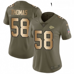 Womens Nike Kansas City Chiefs 58 Derrick Thomas Limited OliveGold 2017 Salute to Service NFL Jersey