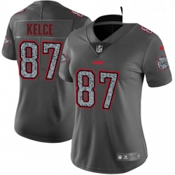 Womens Nike Kansas City Chiefs 87 Travis Kelce Gray Static Vapor Untouchable Limited NFL Jersey