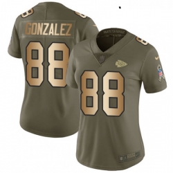 Womens Nike Kansas City Chiefs 88 Tony Gonzalez Limited OliveGold 2017 Salute to Service NFL Jersey