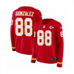 Womens Nike Kansas City Chiefs 88 Tony Gonzalez Limited Red Therma Long Sleeve NFL Jersey
