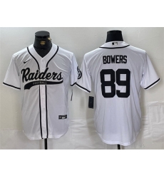 Men Las Vegas Raiders 89 Brock Bowers White Cool Base Stitched Baseball Jersey