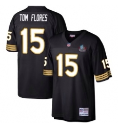 Men Oakland Raiders Tom Flores #15 Black Stitched Jersey