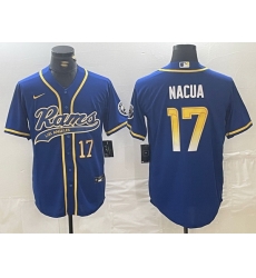Men Los Angeles Rams 17 Puka Nacua Royal Cool Base Stitched Baseball Jersey 1