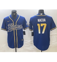 Men Los Angeles Rams 17 Puka Nacua Royal Cool Base Stitched Baseball Jersey