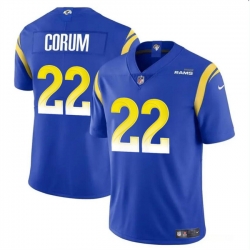 Youth Los Angeles Rams 22 Blake Corum Blue 2024 Draft Vapor Untouchable Stitched Football Jersey