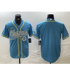 Men Los Angeles Chargers Blue Cool Base Stitched Baseball Jersey
