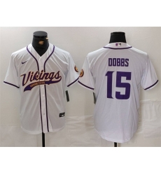 Men Minnesota Vikings 15 Joshua Dobbs White Cool Base Stitched Baseball Jersey
