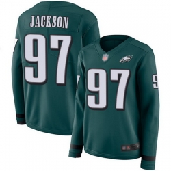 Eagles 97 Malik Jackson Midnight Green Team Color Womens Stitched Football Limited Therma Long Sleeve