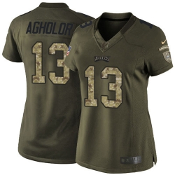 Nike Eagles #13 Nelson Agholor Green Womens Stitched NFL Limited 2015 Salute to Service Jersey