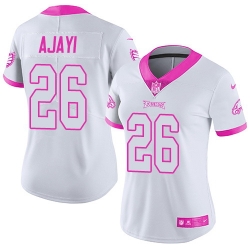 Nike Eagles #26 Jay Ajayi White Pink Womens Stitched NFL Limited Rush Fashion Jersey
