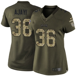 Nike Eagles #36 Jay Ajayi Green Womens Stitched NFL Limited 2015 Salute to Service Jersey