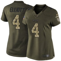 Nike Eagles #4 Jake Elliott Green Womens Stitched NFL Limited 2015 Salute to Service Jersey