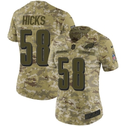 Nike Eagles #58 Jordan Hicks Camo Women Stitched NFL Limited 2018 Salute to Service Jersey