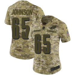 Nike Eagles #65 Lane Johnson Camo Women Stitched NFL Limited 2018 Salute to Service Jersey