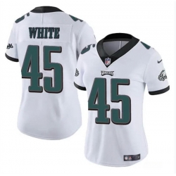 Women Philadelphia Eagles 45 Devin White White Vapor Untouchable Limited Stitched Football Jersey