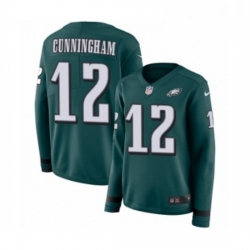 Womens Nike Philadelphia Eagles 12 Randall Cunningham Limited Green Therma Long Sleeve NFL Jersey