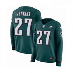 Womens Nike Philadelphia Eagles 27 Malcolm Jenkins Limited Green Therma Long Sleeve NFL Jersey