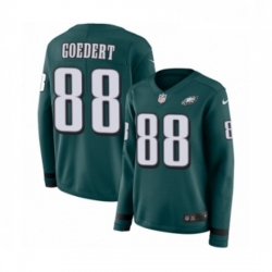 Womens Nike Philadelphia Eagles 88 Dallas Goedert Limited Green Therma Long Sleeve NFL Jersey