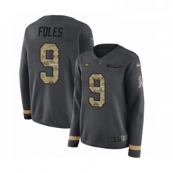 Womens Nike Philadelphia Eagles 9 Nick Foles Limited Black Salute to Service Therma Long Sleeve NFL Jersey