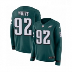 Womens Nike Philadelphia Eagles 92 Reggie White Limited Green Therma Long Sleeve NFL Jersey