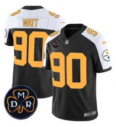Men Pittsburgh Steelers 90 T  J  Watt Black F U S E  DMR Patch Untouchable Limited Stitched Football Jersey