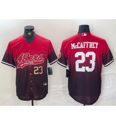 Men San Francisco 49ers 23 Christian McCaffrey Red Black With Patch Cool Base Stitched Baseball Jersey 2