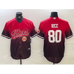 Men San Francisco 49ers  80 Jerry Rice Red Black With Patch Cool Base Stitched Baseball jerseys 1