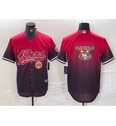 Men San Francisco 49ers Team Big Logo Red Black With Patch Cool Base Stitched Baseball Jersey 6
