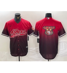 Men San Francisco 49ers Team Big Logo Red Black With Patch Cool Base Stitched Baseball Jersey