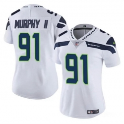 Women Seattle Seahawks 91 Byron Murphy II 2024 Draft White Vapor Limited Stitched Football Jersey