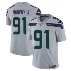 Youth Seattle Seahawks 91 Byron Murphy II Grey 2024 Draft Vapor Limited Stitched Football Jersey