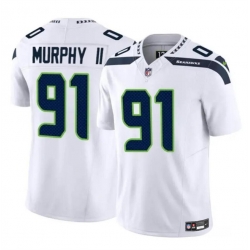 Youth Seattle Seahawks 91 Byron Murphy II White 2024 Draft F U S E Vapor Limited Stitched Football Jersey