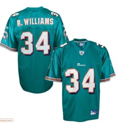 Men Reebok NFL Equipment Miami Dolphins #34 Ricky Williams Aqua Football Jersey