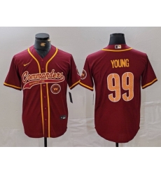 Men Washington Commanders 99 Chase Young Burgundy With Patch Cool Base Stitched Baseball Jersey 2
