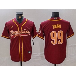 Men Washington Commanders 99 Chase Young Burgundy With Patch Cool Base Stitched Baseball Jersey