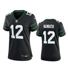 Women New York Jets 12 Joe Namath Black 2024 Stitched Football Jersey